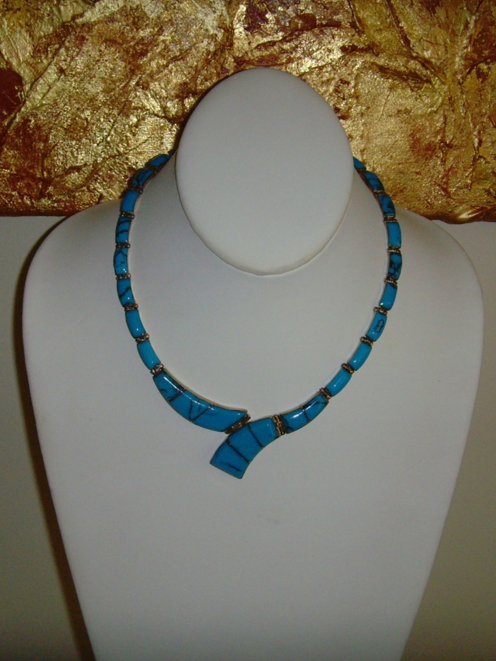 Sterling Silver 925 and Faux Turquoise Necklace - Picture 3 of 13